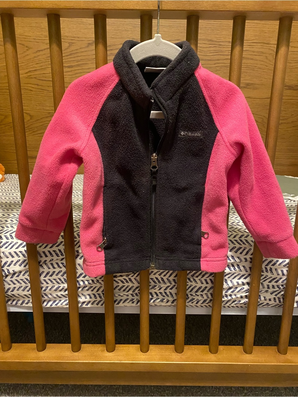 Columbia Kids Pink and Black Full-Zip Puffer-Style Fleece Jacket